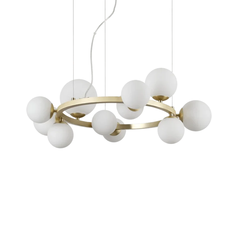 Suspension PERLAGE circulaire SP11 laiton diffuseurs blanc