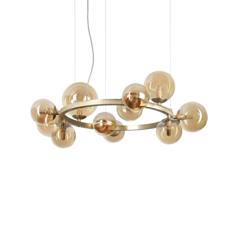 Suspension PERLAGE circulaire SP11 laiton diffuseurs ambré
