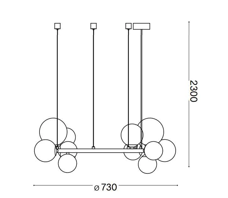 Suspension PERLAGE circulaire SP11 laiton diffuseurs ambré