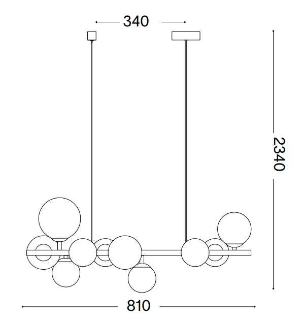 Suspension PERLAGE SP10 laiton diffuseurs ambré
