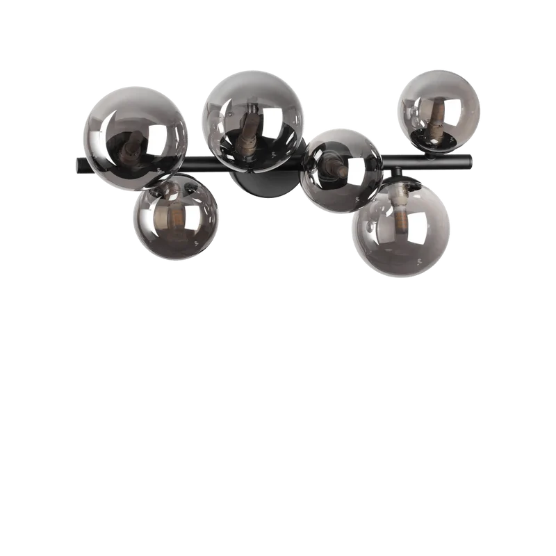 Plafonnier PERLAGE PL6 noire diffuseurs fumé