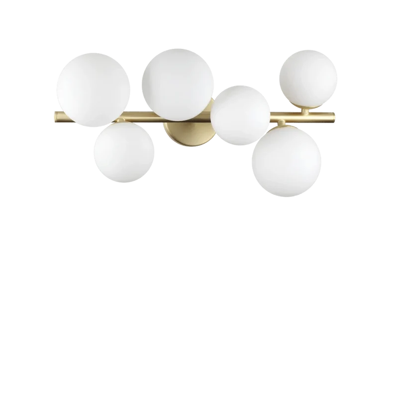 Plafonnier PERLAGE PL6 laiton diffuseurs blanc