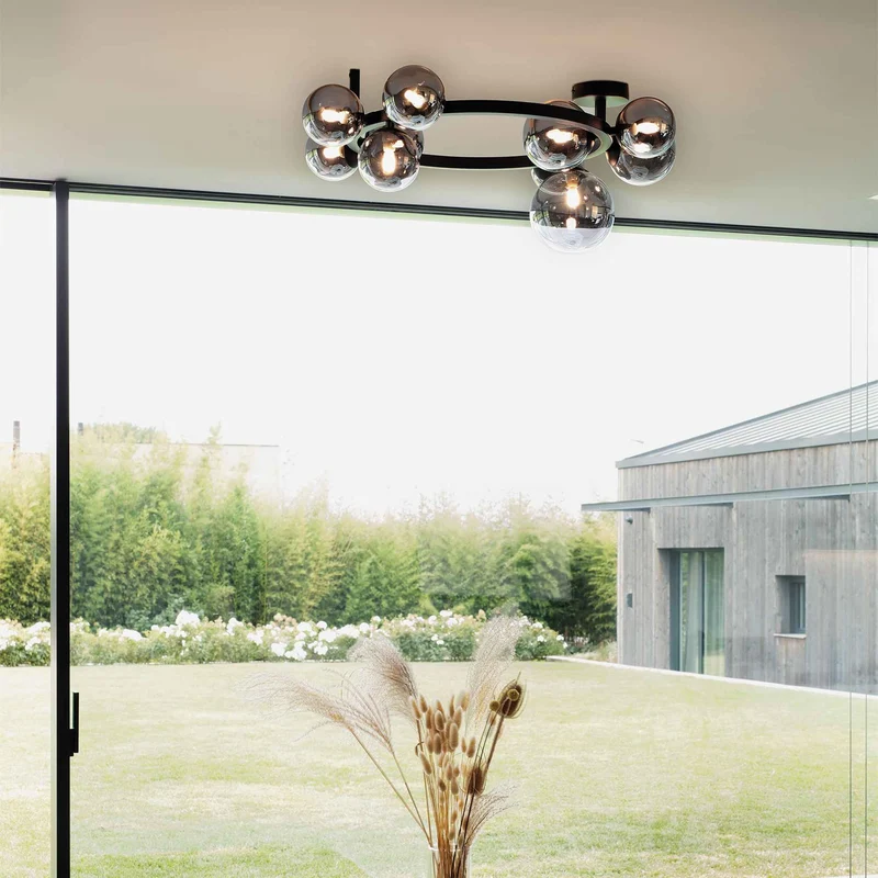 Plafonnier PERLAGE PL10 noire diffuseurs fumé