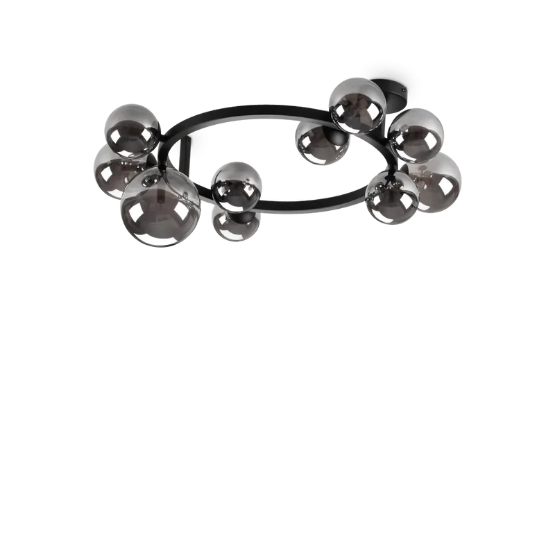 Plafonnier PERLAGE PL10 noire diffuseurs fumé