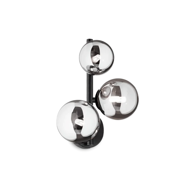 Applique PERLAGE AP3 noire diffuseurs fumé