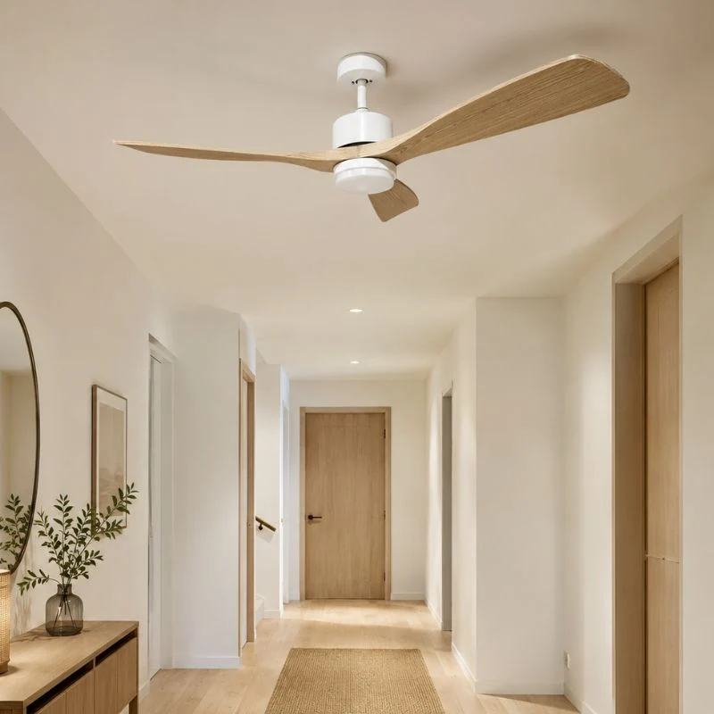 Ventilateur de Plafond LED 18W CCT Blanc et Effet Bois Foncé avec Télécommande Ø122cm