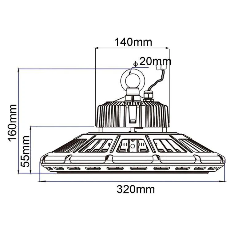 Suspension Industrielle HighBay UFO 150W IP65 NOIR