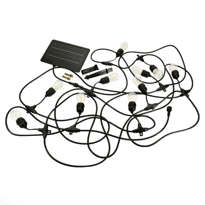 Guirlande Guinguette Solaire LED 10M 10pcs 3W IP65 - Câble Noir