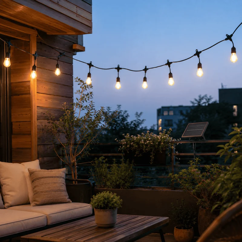 Guirlande Guinguette Solaire LED 10M 10pcs 3W IP65 - Câble Noir