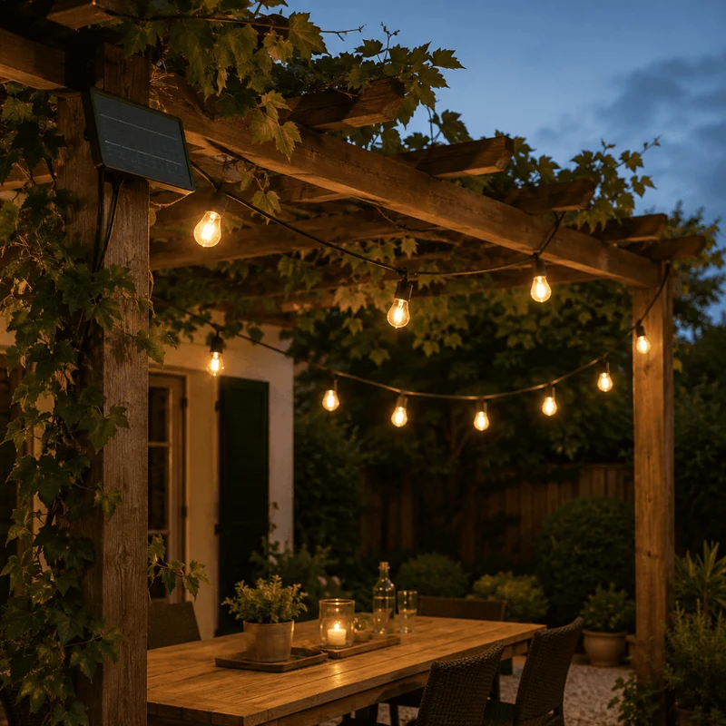 Guirlande Guinguette Solaire LED 10M 10pcs 3W IP65 - Câble Noir