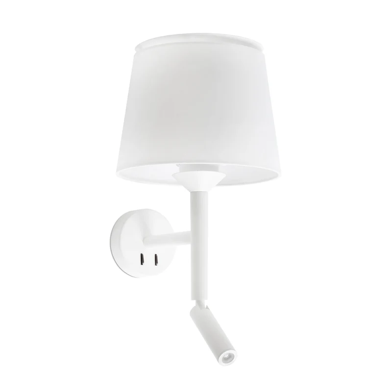 Applique murale SAVOY blanche avec liseuse LED rotative et double interrupteur