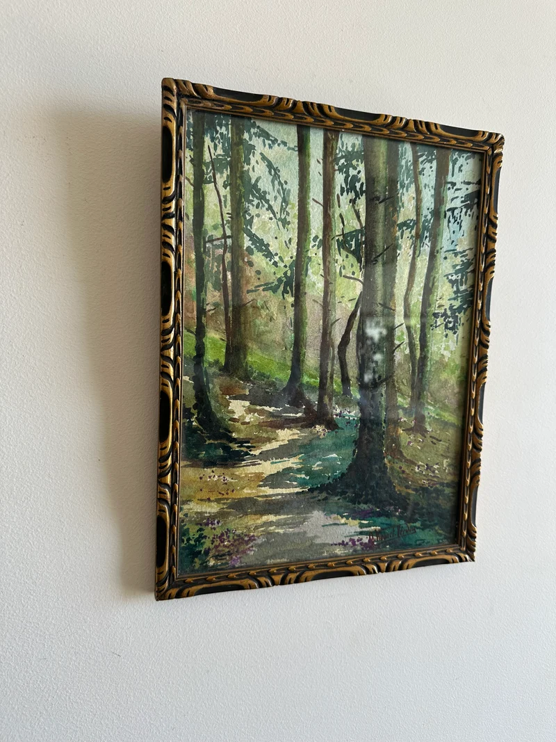 Aquarelle sous-bois signée année 1900