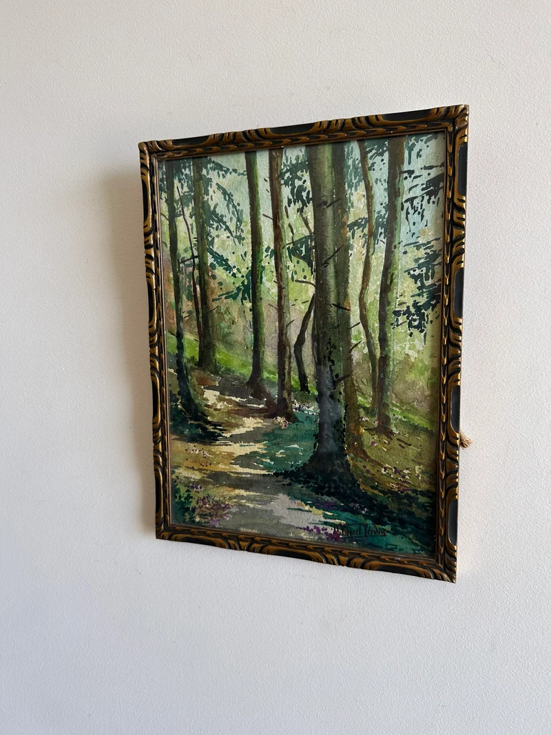 Aquarelle sous-bois signée année 1900