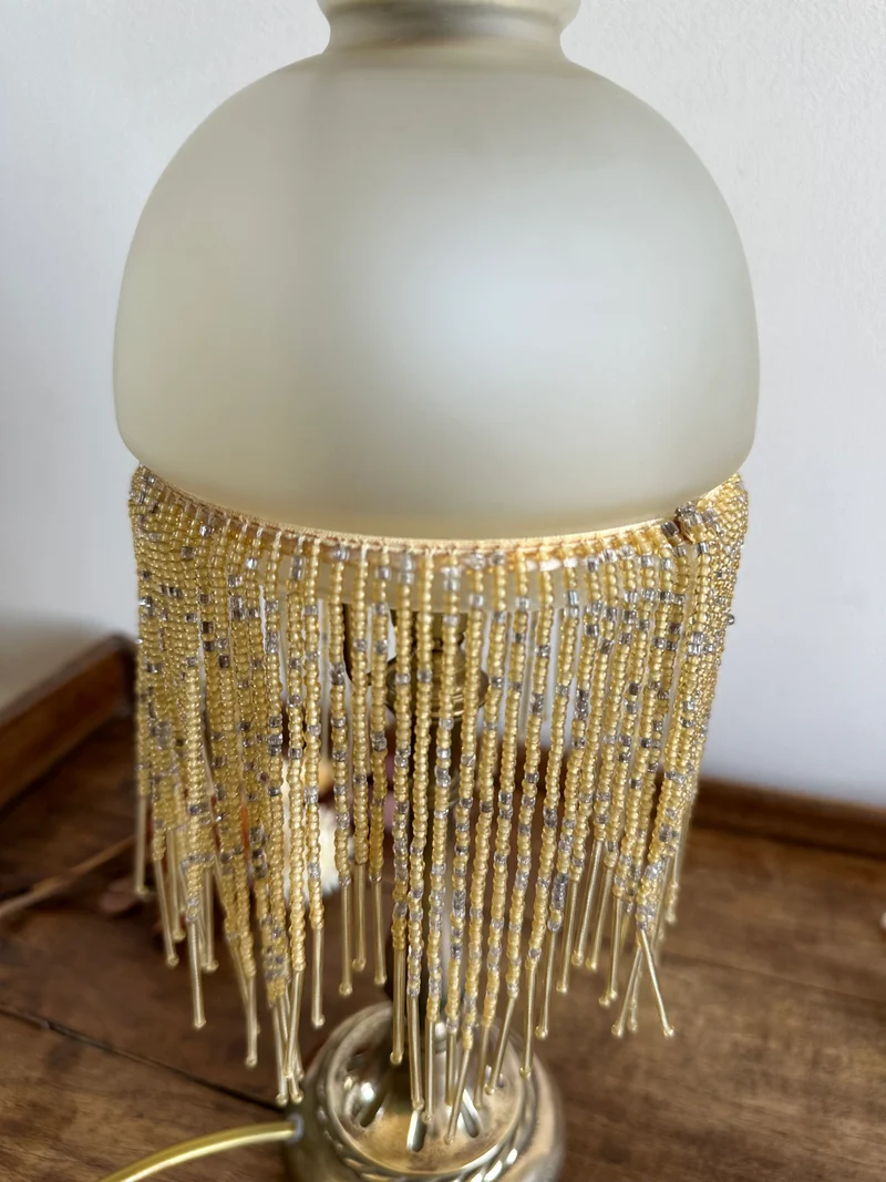 Lampes à pampilles style charleston couleurs pêche années 70