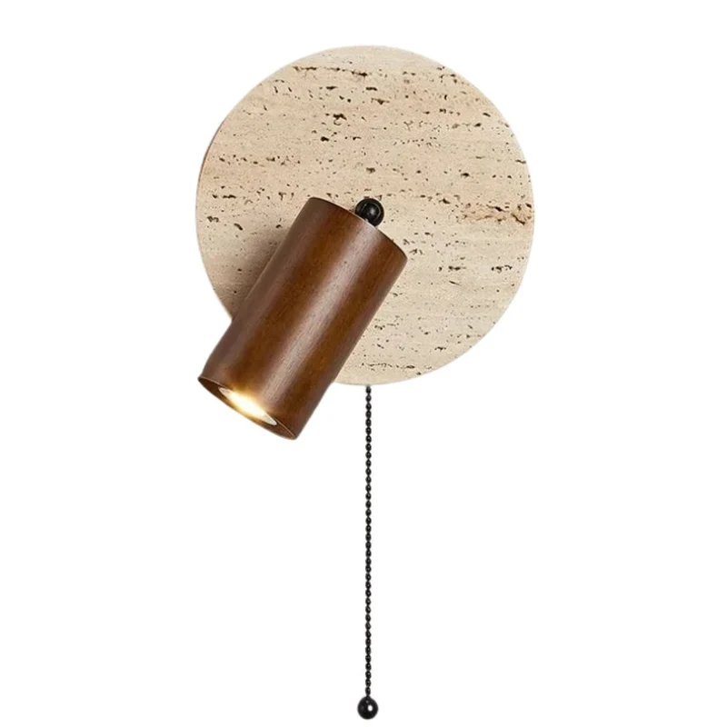 Applique Murale Marbre et Bois Rotative – Interrupteur à Cordelette