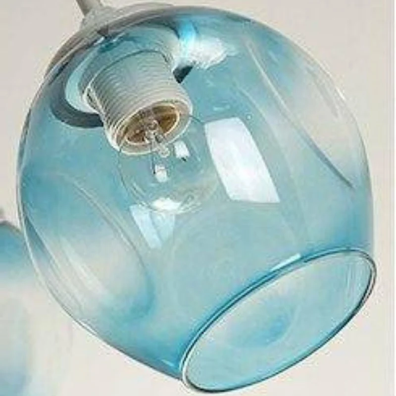Lustre Bleu Nordique à Bras Noirs Orientables – Goutte d'Eau Élégante