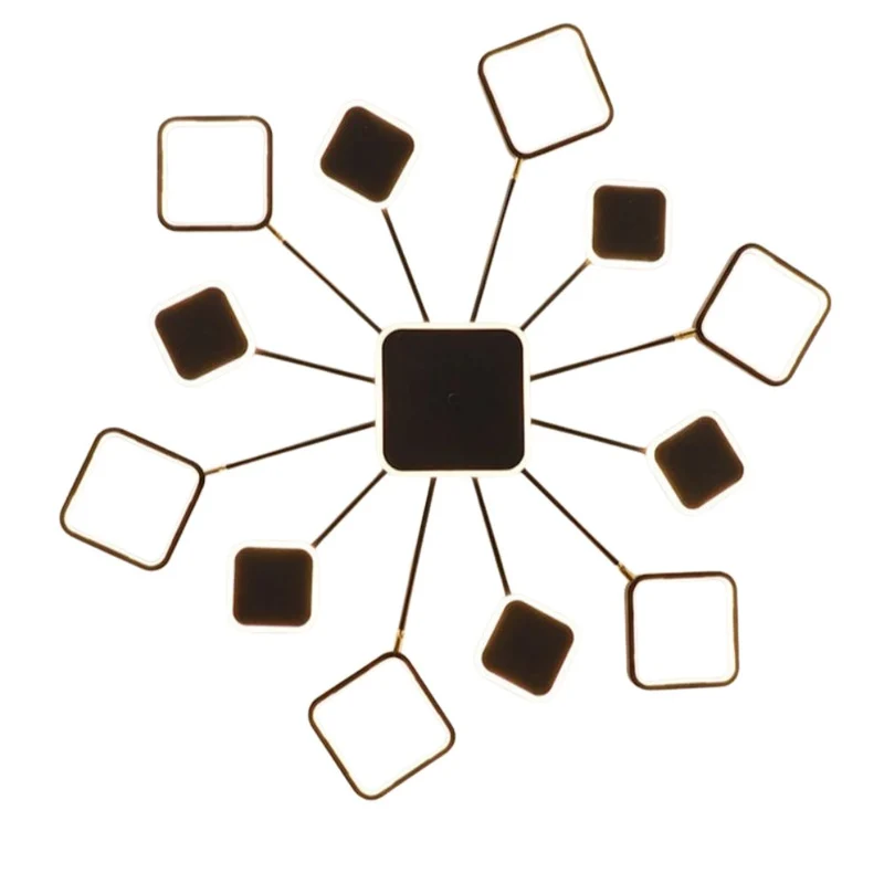 Lustre Noir et Or Géométrique – Anneaux Sculpturaux, 6 à 12 LED