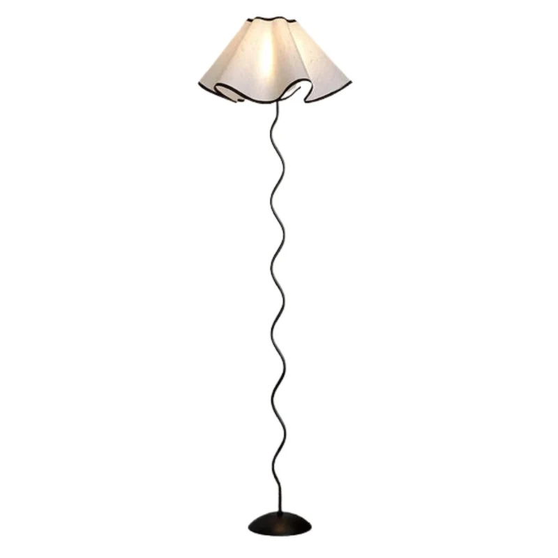 Lampe pour Salon Nordique en Tissu Plissé – Tige Spirale, 2 Hauteurs