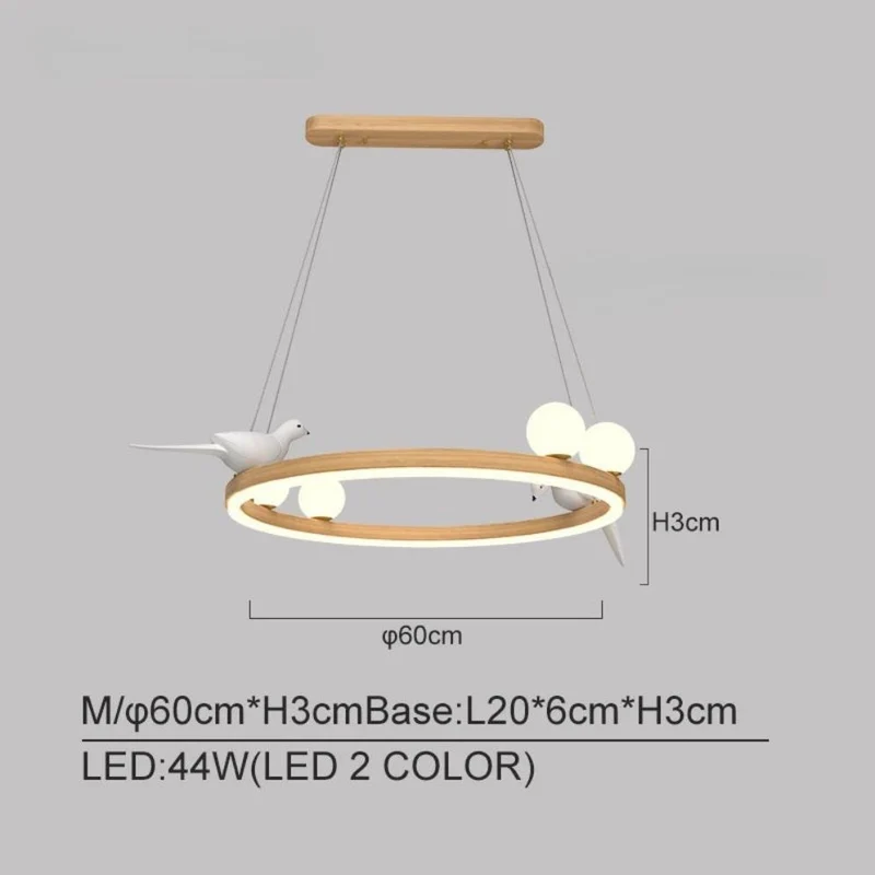 Suspension Oiseau en Bois et Céramique – Anneau Lumineux Original