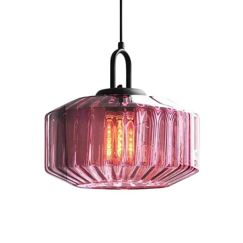 Suspension Vert Tendre en Verre Opaque – Beige Ambré ou Rose Mauve