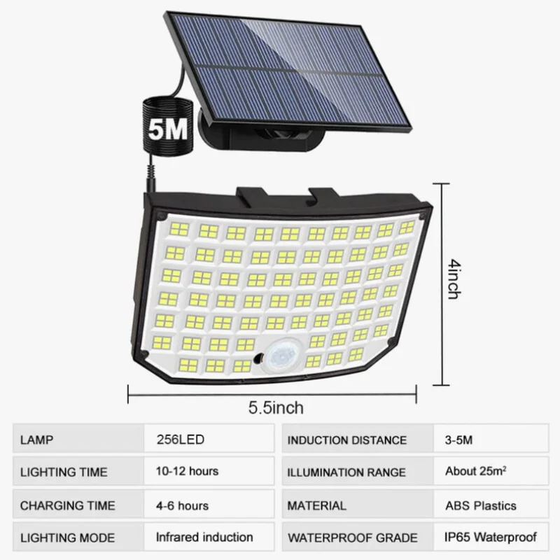 Lumière Solaire Extérieure Murale avec Détecteur – Autonomie 10-12h