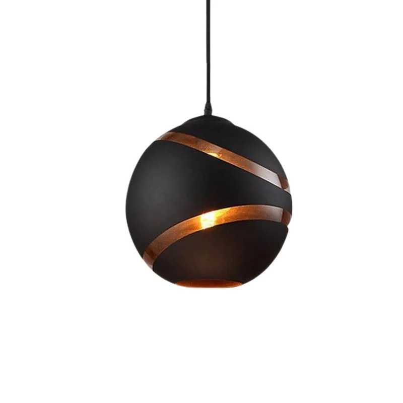 Suspension Ronde en Verre à Spirale Dorée – Noir Mat ou Blanc
