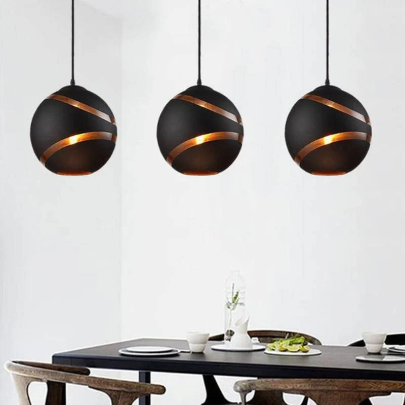 Suspension Ronde en Verre à Spirale Dorée – Noir Mat ou Blanc