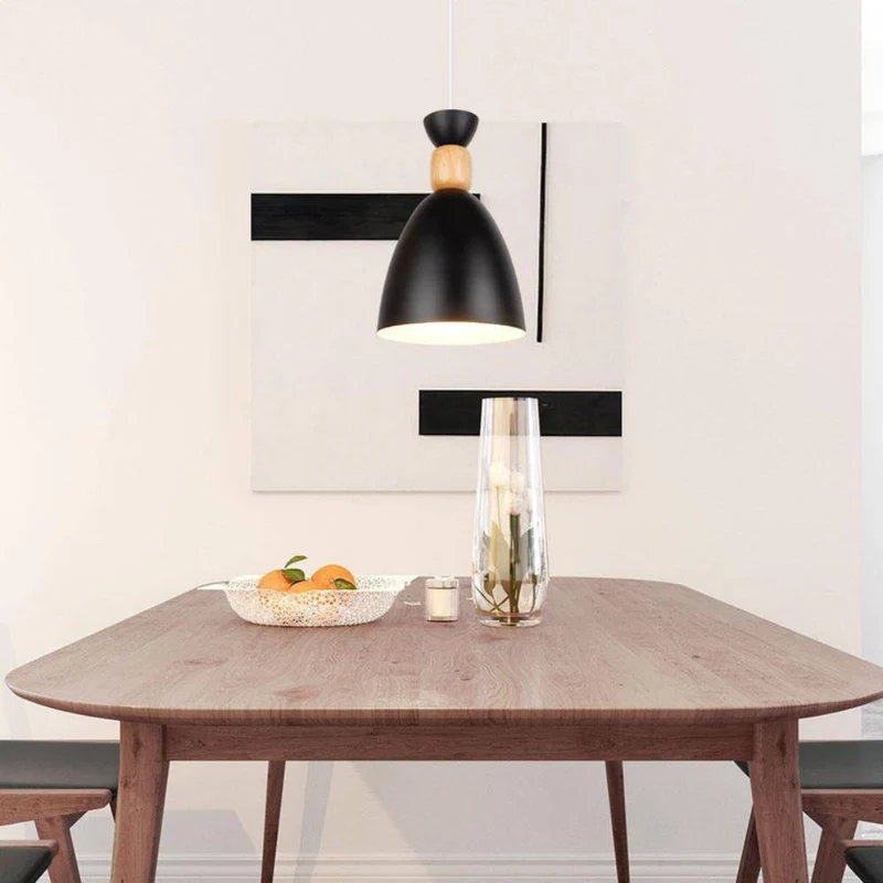 Suspension Îlot de Cuisine en Bois et Métal – Cône Multicolore Réglable