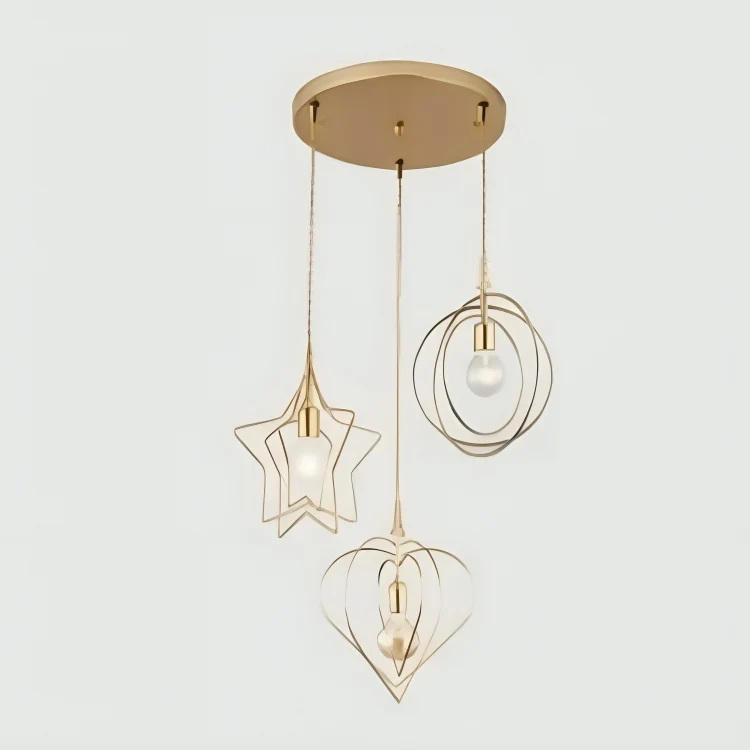 Suspension Étoile Dorée en Métal – Formes Géométriques Architecturales