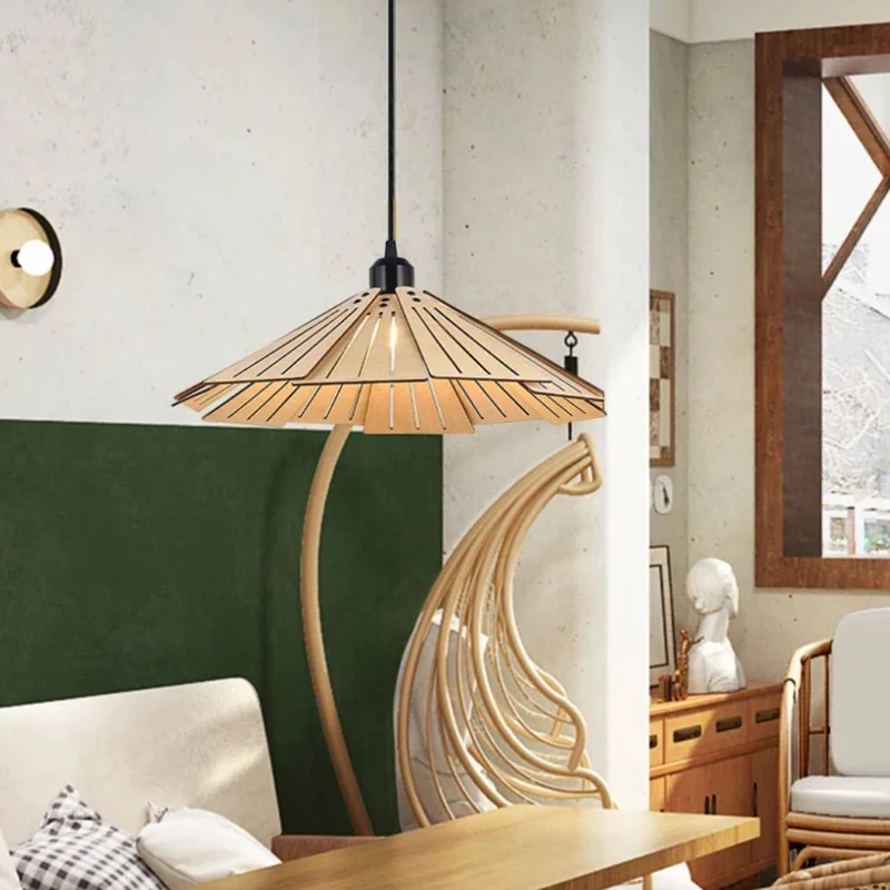Suspension Luminaire Bambou en Forme de Chapeau – Style Aérien et Léger