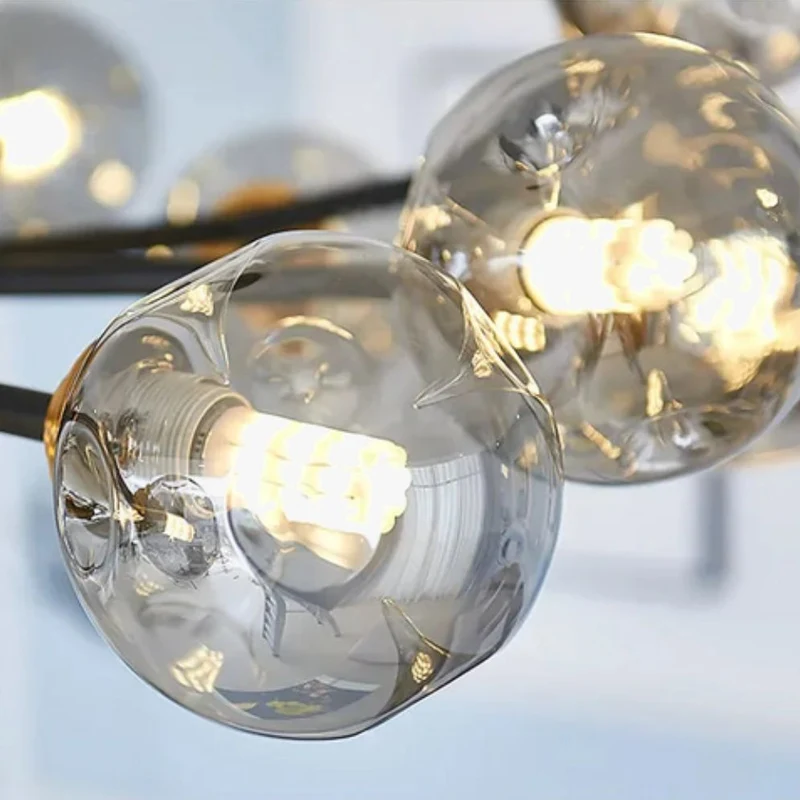 Lustre Verre Fumé ou Transparent Grain d'Eau – 4 Tailles, 6 à 20 LED