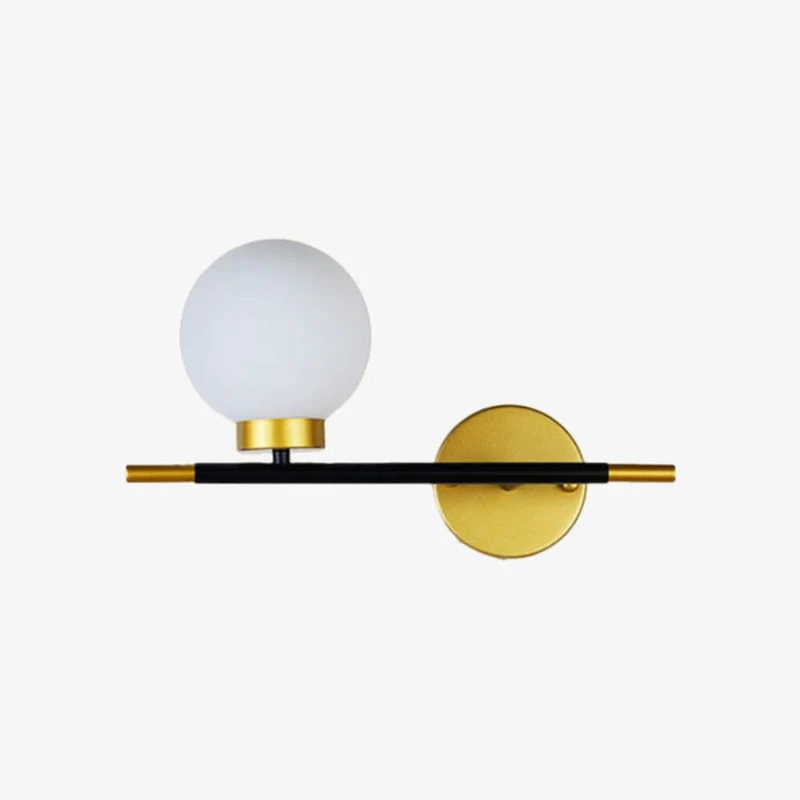 Applique Murale Opaline Noire et Dorée – Art Déco pour Couloir ou Chambre
