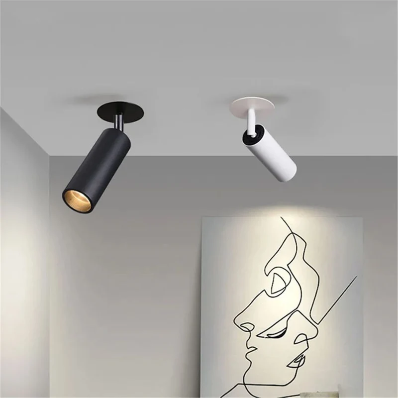Spot Plafond Noir ou Blanc Tube – 3 Tailles, 3000K à 6000K