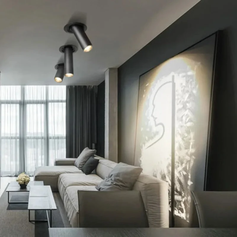 Spot Plafond Noir ou Blanc Tube – 3 Tailles, 3000K à 6000K