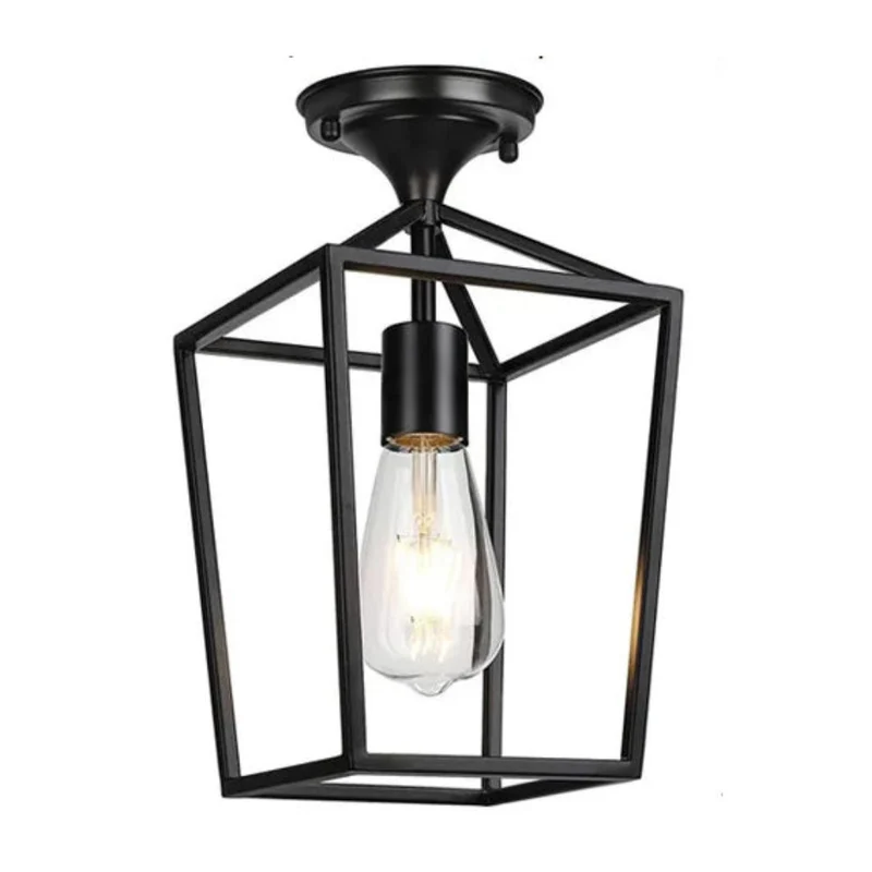 Plafonnier Design Noir Cage à Oiseau – Style Industriel Épuré