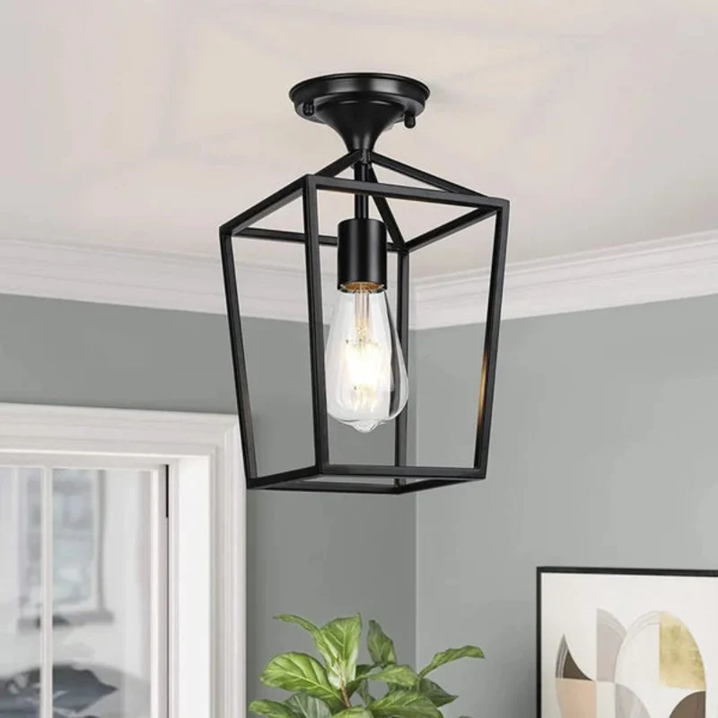 Plafonnier Design Noir Cage à Oiseau – Style Industriel Épuré