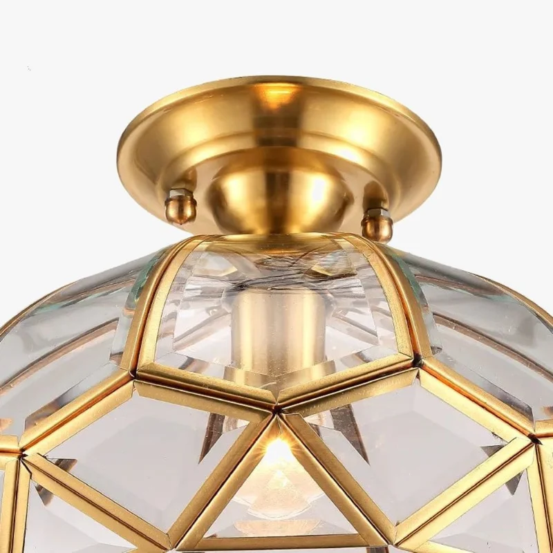 Plafonnier Géométrique Vintage en Verre Doré – Ambiance Méditerranéenne