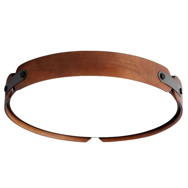 Plafonnier LED Rond en Bois de Noyer – 3 Tailles, Ambiance Apaisante