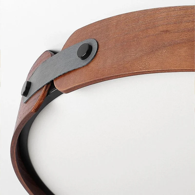Plafonnier LED Rond en Bois de Noyer – 3 Tailles, Ambiance Apaisante