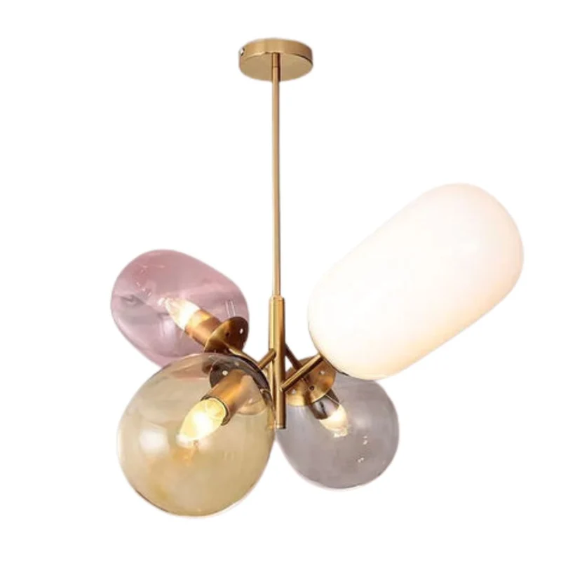Lustre Coloré à Boules de Verre – Halo Lumineux pour Chambre ou Salon