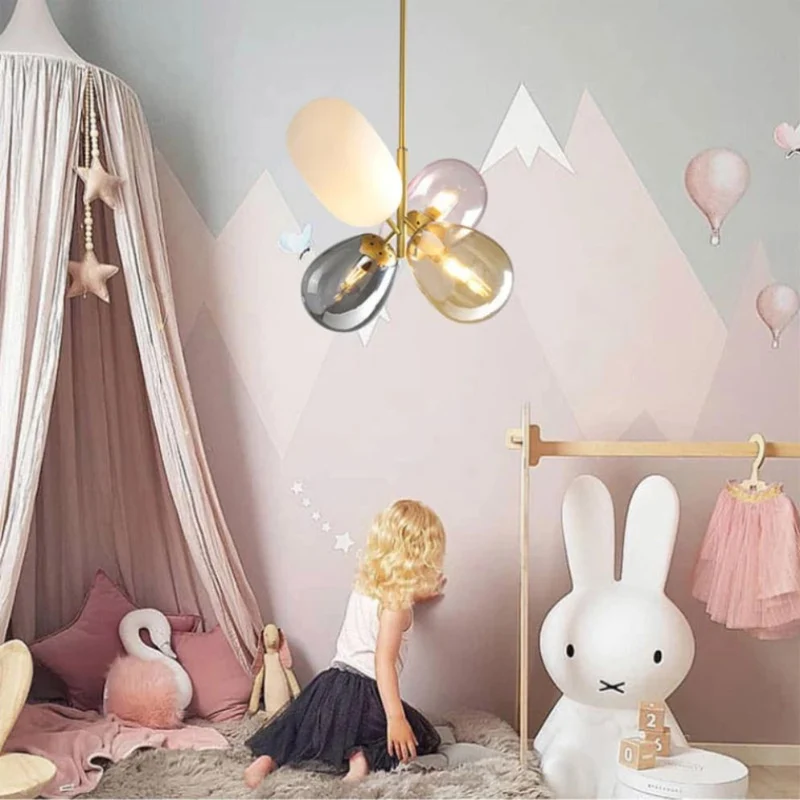 Lustre Coloré à Boules de Verre – Halo Lumineux pour Chambre ou Salon