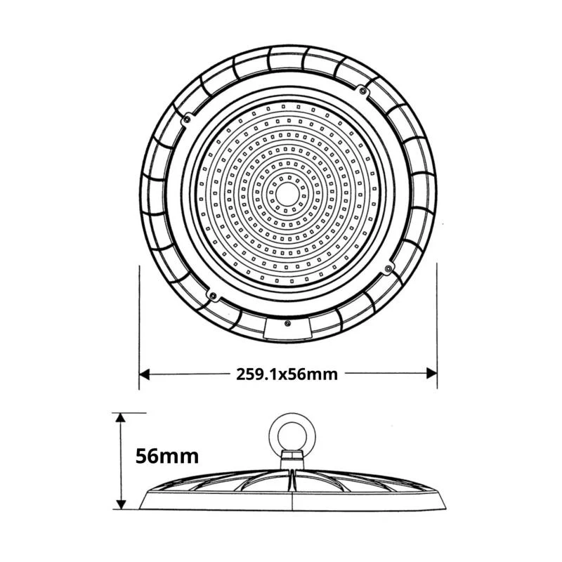 Pack de 5 - Suspension Industrielle LED HighBay UFO 100W IP65 90°