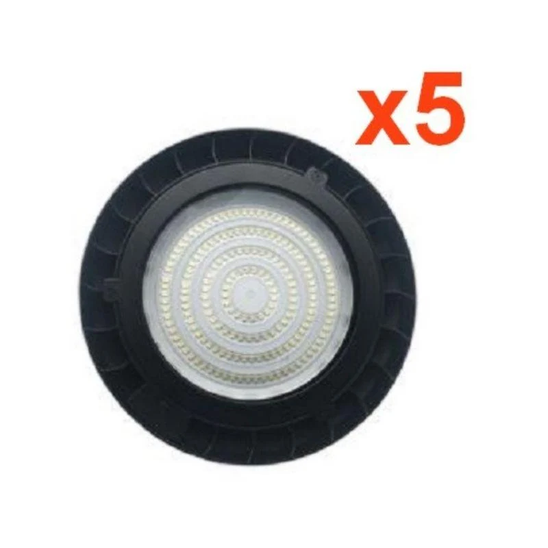 Pack de 5 - Suspension Industrielle LED HighBay UFO 100W IP65 90°