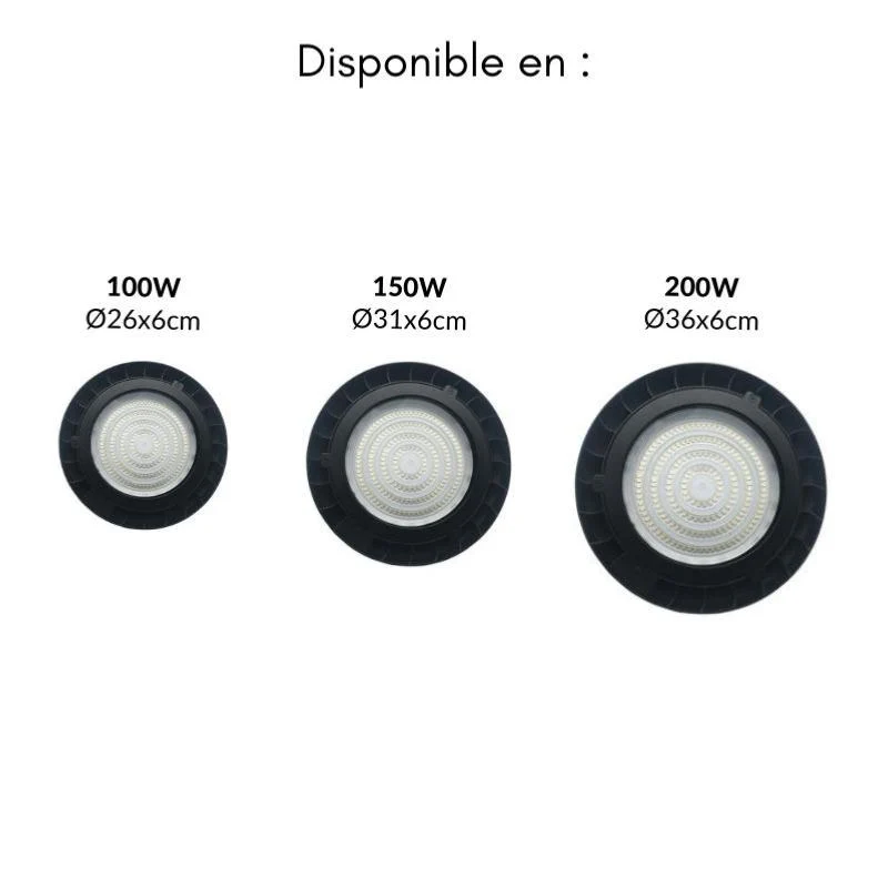 Suspension Industrielle LED HighBay UFO 200W IP65 90°
