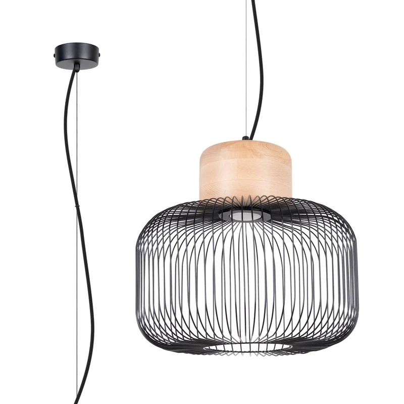 Suspension Acier et Bois Style Industriel