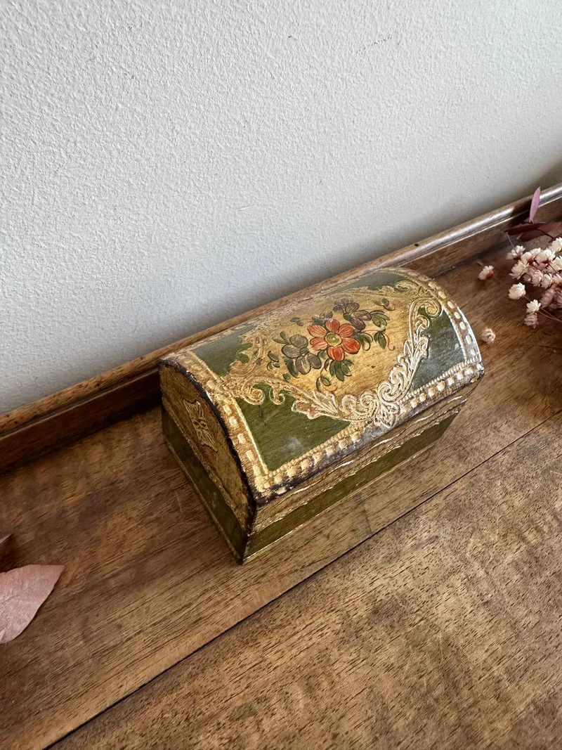 Coffret en bois crème et vert style florentin mini