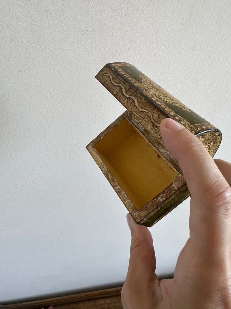 Coffret en bois crème et vert style florentin mini