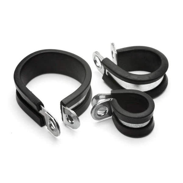 Clips en P en acier doublés de caoutchouc / Lot de 50