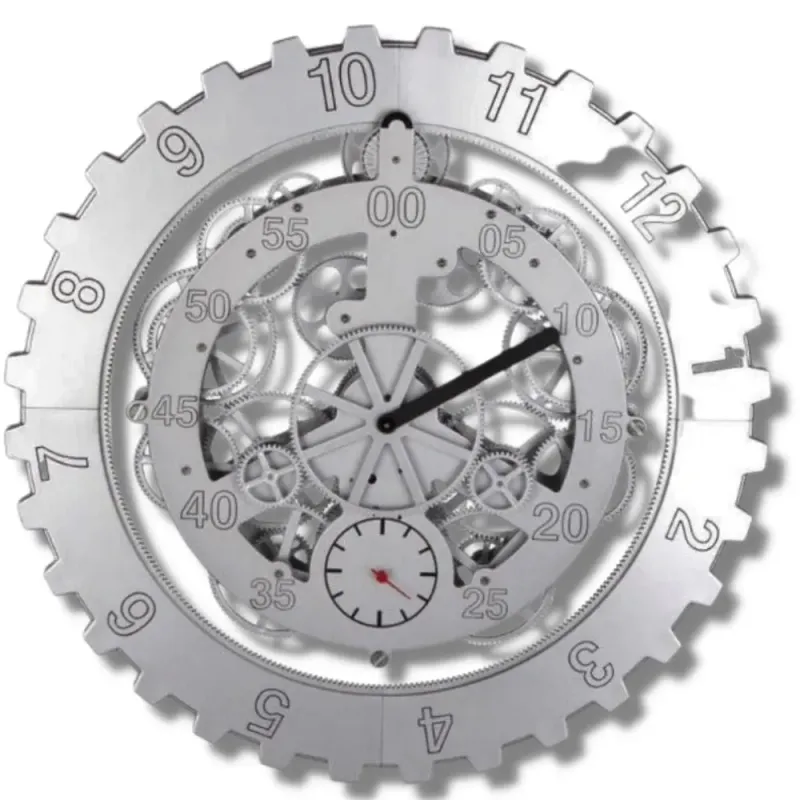 Horloge Industrielle Mécanique Argent