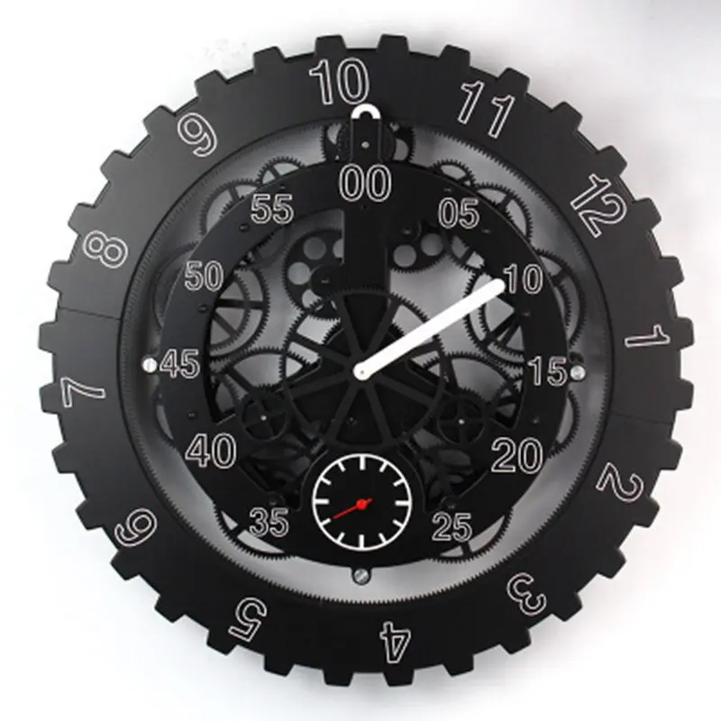 Horloge Industrielle Mécanique Noire